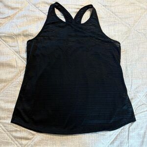Fabletics Black Sheer Striped Racerback Tank Top Workout Gym Running Sz M Women